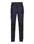 VELILLA-Pantalon stretch bicolore avec poches flottantes, toile canvas
